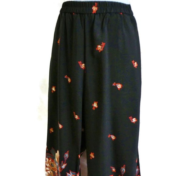 Ett Twa Trouser Pants Wide Leg Crop Floral Elastic Waistband Pull On Boho S - Picture 5 of 12